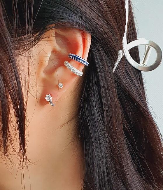 [92.5 Silver] Color Cubic Point Ear Cuff - HOLIHOLIC
