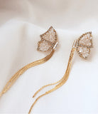 [92.5 Silver] Cubic Butterfly Drop Earrings-Holiholic