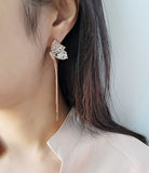 [92.5 Silver] Cubic Butterfly Drop Earrings-Holiholic