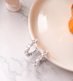 [92.5 Silver] Cubic and Pearl Huggie Hoops - HOLIHOLIC