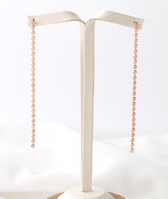 [92.5 Silver] Dot Chain Drop Earrings - HOLIHOLIC
