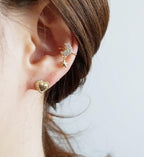 [92.5 Silver] Dot Line Heart Earrings - HOLIHOLIC