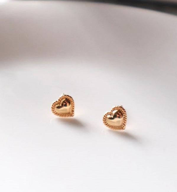 [92.5 Silver] Dot Line Heart Earrings - HOLIHOLIC