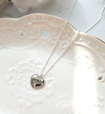 [92.5 Silver] Dot Line Heart Necklace - HOLIHOLIC