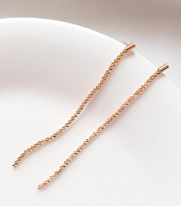 [92.5 Silver] Elle Long Drop Earrings - HOLIHOLIC