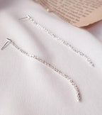 [92.5 Silver] Elle Long Drop Earrings - HOLIHOLIC