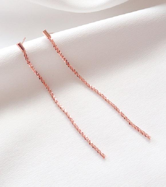 [92.5 Silver] Elle Long Drop Earrings - HOLIHOLIC