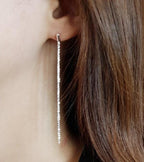[92.5 Silver] Elle Long Drop Earrings - HOLIHOLIC