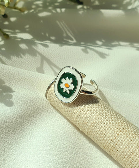 [92.5 Silver] Flower Point Open Ring-Holiholic