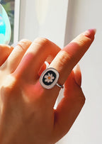 [92.5 Silver] Flower Point Open Ring-Holiholic