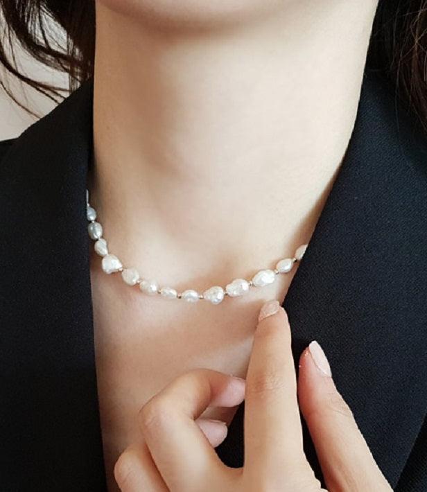 [92.5 Silver] Fresh Water Pearl Necklace Secondary image