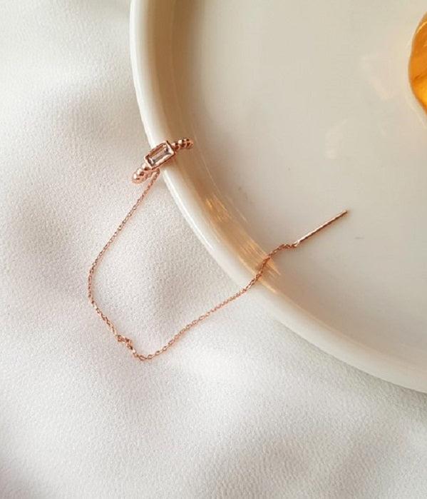 [92.5 Silver] Long Chain Ear Cuff - HOLIHOLIC