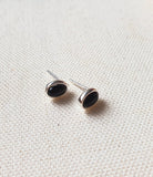 [92.5 Silver] Mini Black Stone Stud Earrings-Holiholic