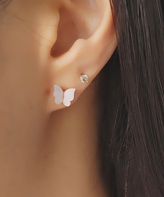 Mini Butterfly Stud Earrings (SILVER POST) Secondary image