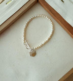 [92.5 Silver] Mini Hexagon Pearl Bracelet - HOLIHOLIC