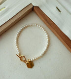 [92.5 Silver] Mini Hexagon Pearl Bracelet - HOLIHOLIC