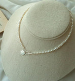 [92.5 Silver] Mini Hexagon Pearl Necklace - HOLIHOLIC