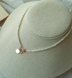 [92.5 Silver] Mini Hexagon Pearl Necklace - HOLIHOLIC
