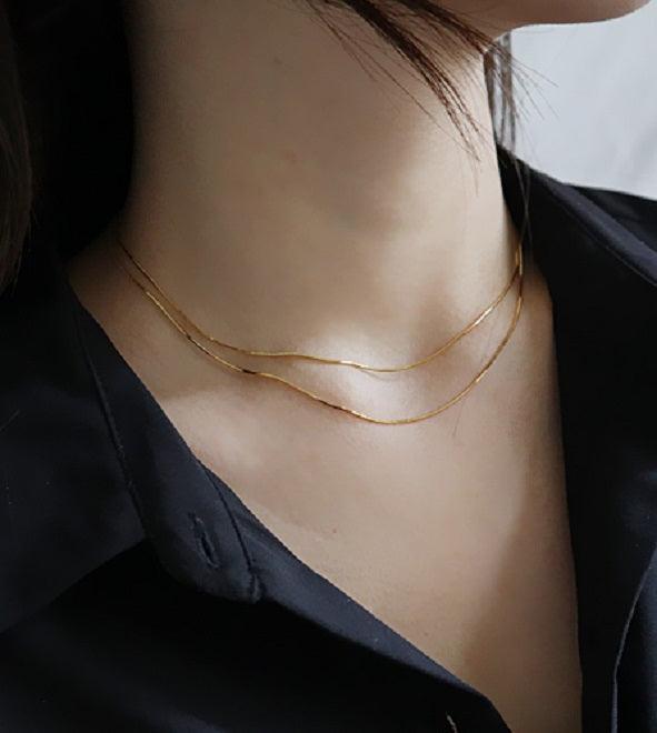 [92.5 Silver] Modern Layered Necklace Secondary image