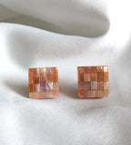 [92.5 Silver] Mosaic Square Stud Earrings