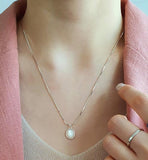 [92.5 Silver] Mother of Pearl Pendant Necklace - HOLIHOLIC