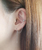 [92.5 Silver] Opal Silver Chain Ear Cuff - HOLIHOLIC