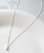 [92.5 Silver] Opal & Silver Minimal Necklace - HOLIHOLIC