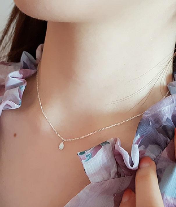 [92.5 Silver] Opal & Silver Minimal Necklace Secondary image
