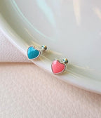 [92.5 Silver] Pastel Heart Stud Piercing - HOLIHOLIC