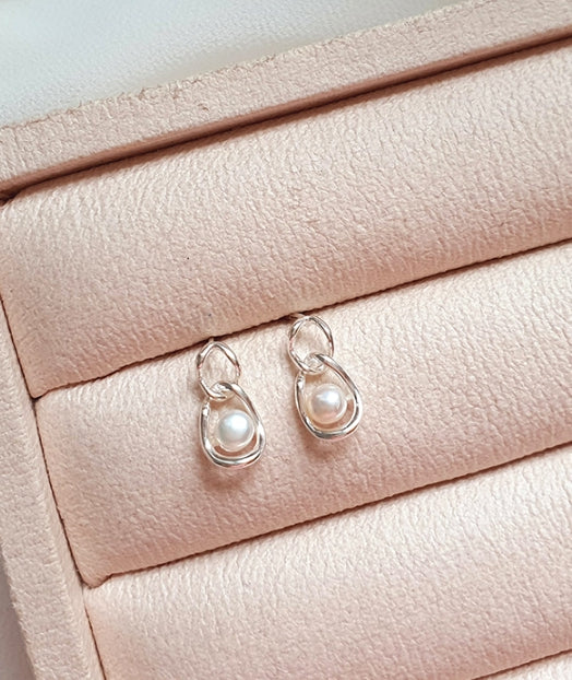 [92.5 Silver] Pearl Point Double Circle Earrings-Holiholic