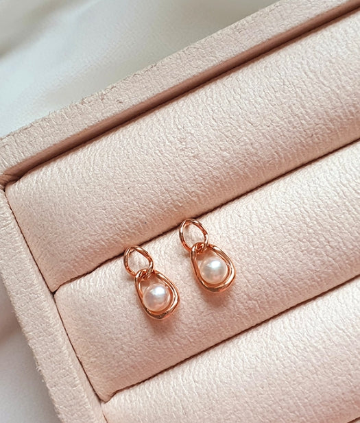 [92.5 Silver] Pearl Point Double Circle Earrings-Holiholic