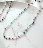 [92.5 Silver] Rainbow Stone Necklace