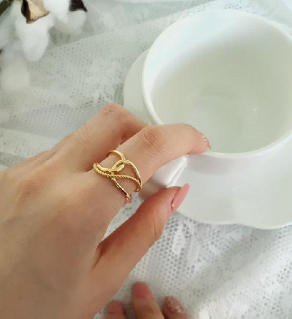 [92.5 Silver] Sha Sha Twist Open Ring Secondary image