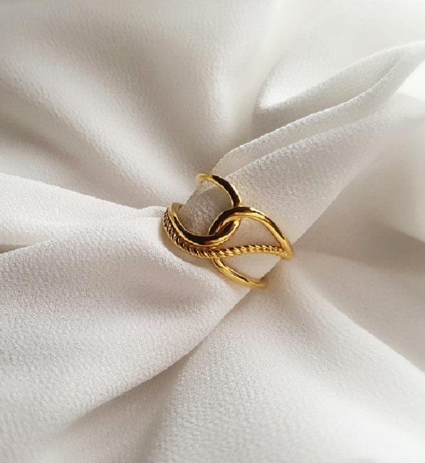 [92.5 Silver] Sha Sha Twist Open Ring - HOLIHOLIC