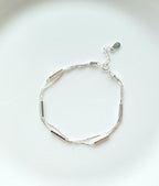 [92.5 Silver] Silver Bar Double Chain Bracelet - HOLIHOLIC