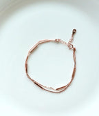 [92.5 Silver] Silver Bar Double Chain Bracelet - HOLIHOLIC