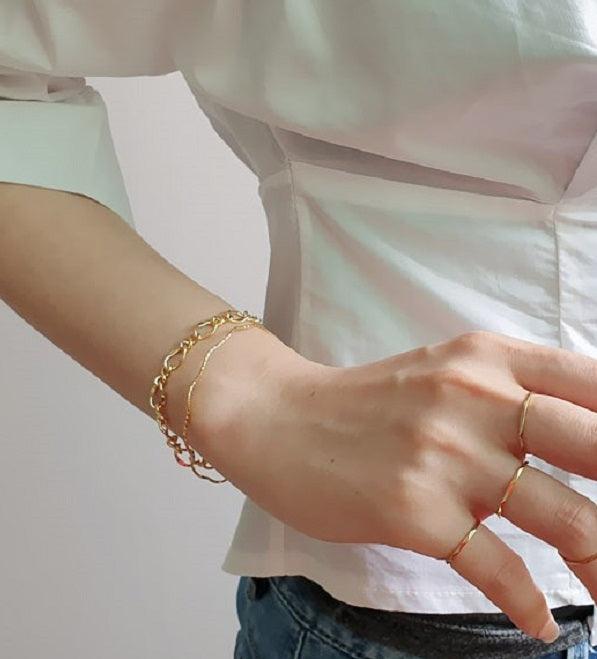 [92.5 Silver] Wave Layered Bracelet - HOLIHOLIC