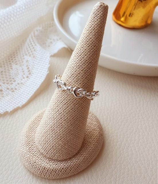 [92.5 Silver] Zigzag Heart Open Ring - HOLIHOLIC