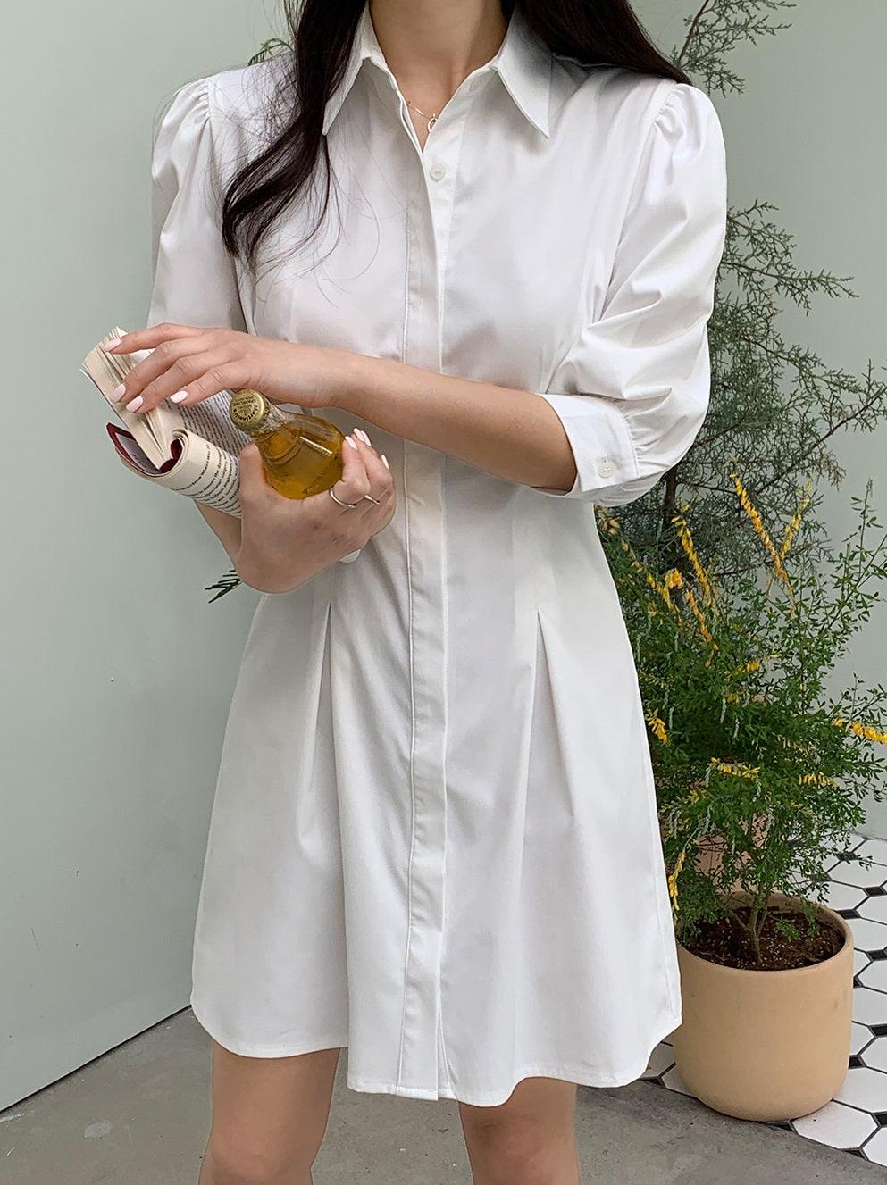 aline shirt dress Linen A-Line Midi Shirt Dress