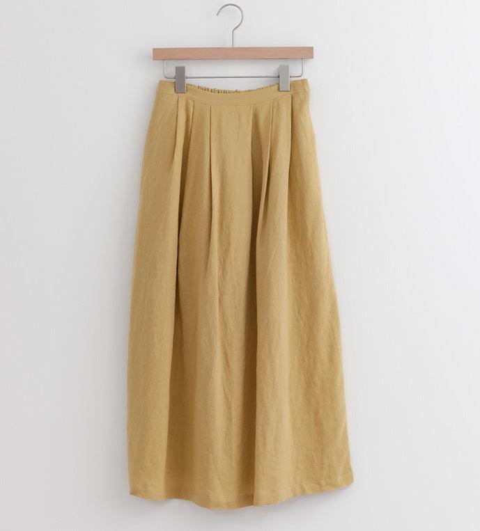 Adjustable Elastic Waist Linen Skirt - HOLIHOLIC