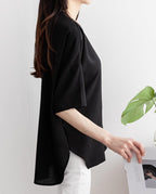 Airy Plain Simple Blouse - HOLIHOLIC