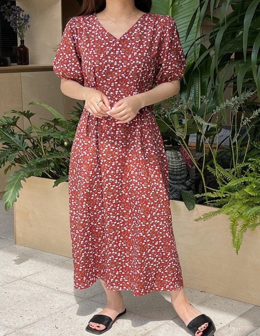 All Over Floral Long Dress - HOLIHOLIC