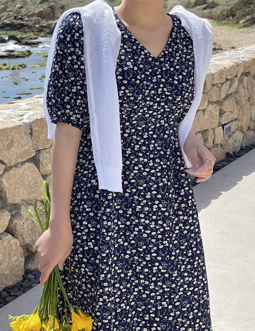 All Over Floral Long Dress - HOLIHOLIC
