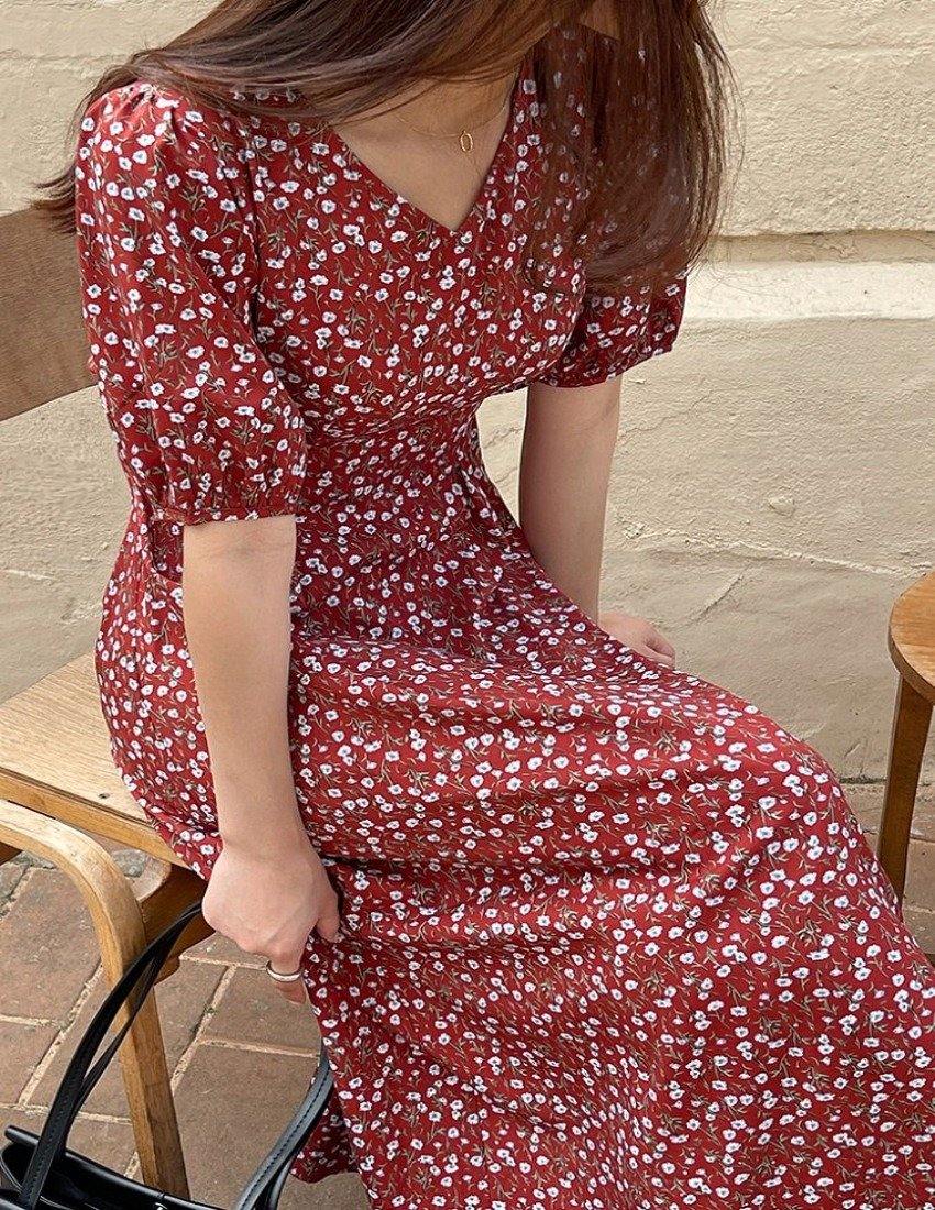 All Over Floral Long Dress - HOLIHOLIC