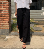 Ankle Straight Linen Pants - HOLIHOLIC