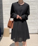 Ava Black Pleats Dress - HOLIHOLIC