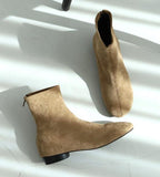 Back Stage Suede Ankle Boots - HOLIHOLIC