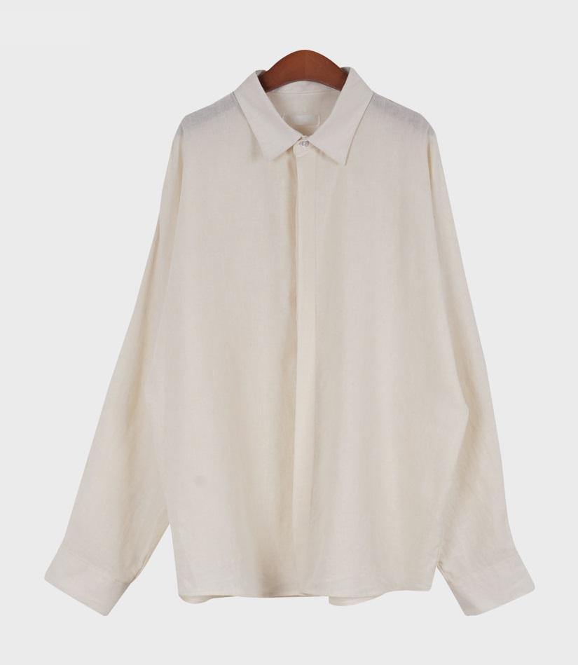 Basic Hidden Button Linen Shirt - HOLIHOLIC