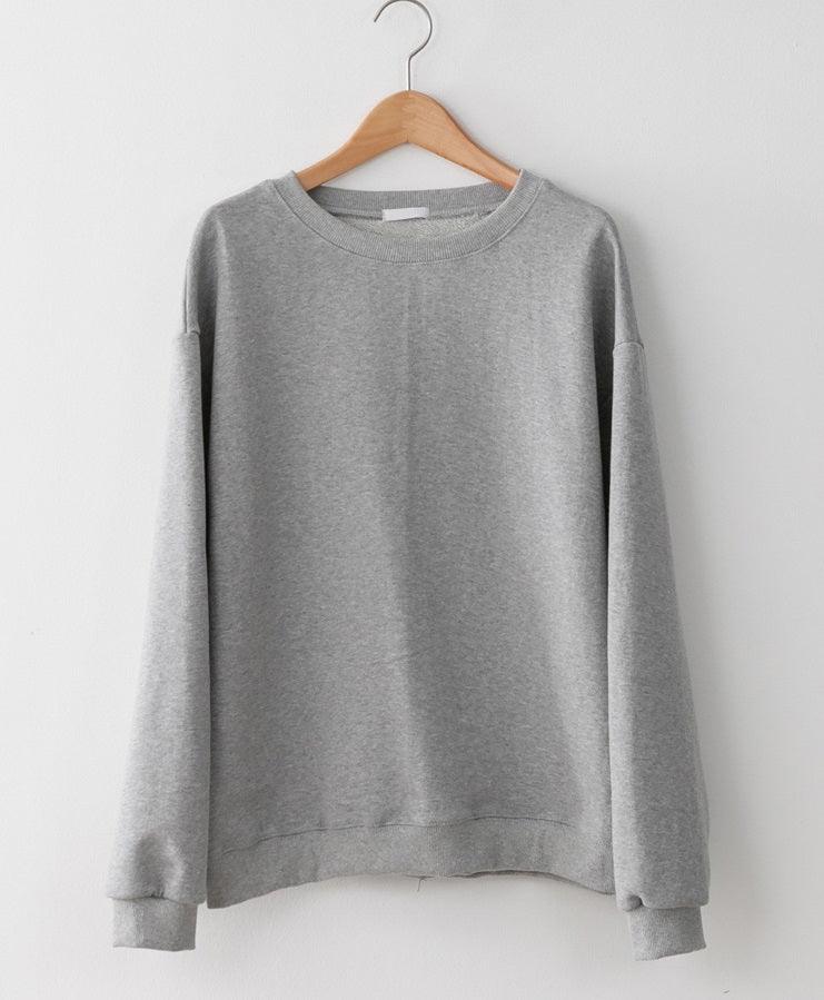 Basic Round Neck Sweatshirt - HOLIHOLIC