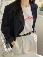 Basic Two Button Short Jacket-Holiholic